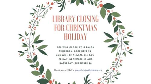 Library Closing for Christmas Holiday