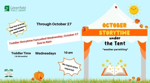 Cancelled - Toddler Story Time Under the Tent