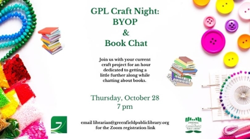 GPL Craft Night: BYOP Drop In & Book Chat