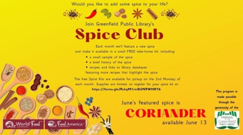 Greenfield Public Library’s Spice Club: Coriander