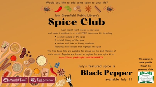Greenfield Public Library’s Spice Club: Black Pepper
