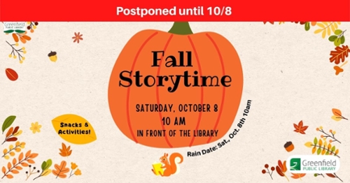Fall Storytime - Postponed Until October 8