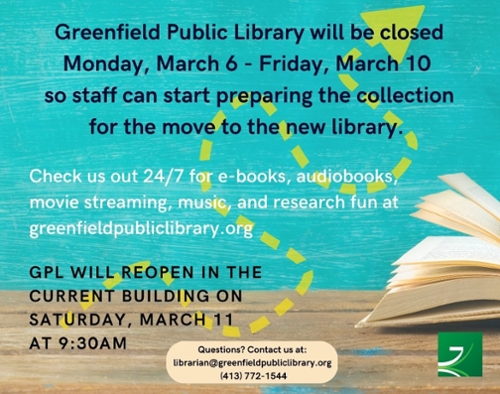 Library Closing: Monday, March 6 through Friday, March 10