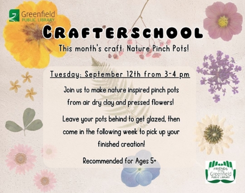 GPL Kids Crafterschool (drop-in): Nature Pinch Pots
