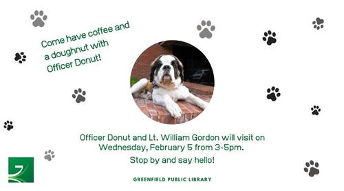 Officer Donut Comes to the Greenfield Public Library